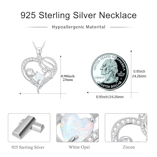 925 Sterling Silver Necklace Gifts for Women Crystal/Opal Jewelry Pendant Christmas Birthday Gift - style: Mother and Child