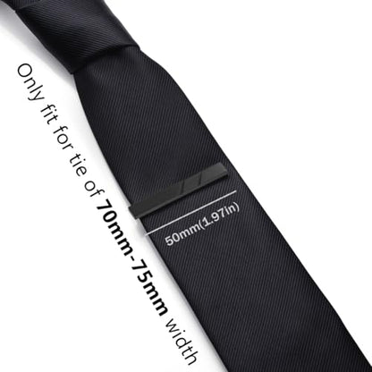 HONEY BEAR 1.97" 2.12" 2.36" Standard Tie Clip for Men Business Wedding | Classic Minimalist, Steel-Plated Copper Base, Gift-Boxed, Thickened, Rounded Corners, Easy to Slide On, No Snag or Wrinkle - style: Matte Black 5cm
