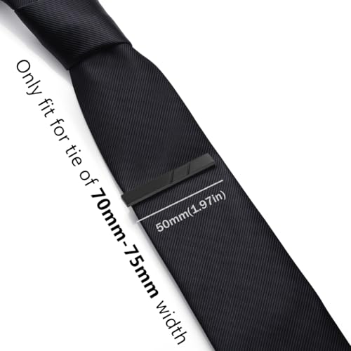 HONEY BEAR 1.97" 2.12" 2.36" Standard Tie Clip for Men Business Wedding | Classic Minimalist, Steel-Plated Copper Base, Gift-Boxed, Thickened, Rounded Corners, Easy to Slide On, No Snag or Wrinkle - style: Matte Black 5cm