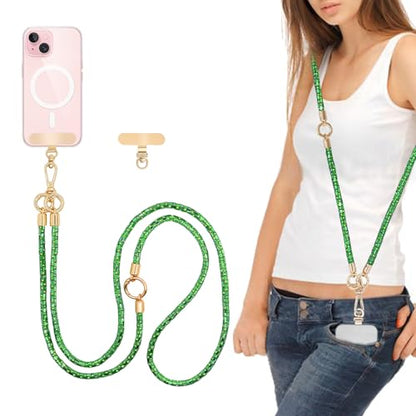 Crystal Cell Phone Strap Crossbody, Green - color: Green