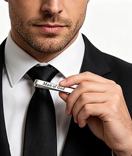 LQRI Man Of God Tie Clip Father's Day Baptism Religious Accessories Godfather Christian Gifts Pastor's Appreciation Gifts