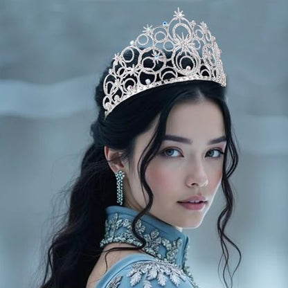 Crystal Crowns for Women, Crystal Bubble TiaraBride Royal Queen Headband Princess Headpieces for Women Bridal Wedding Prom Birthday Party Crowns - color: Silver