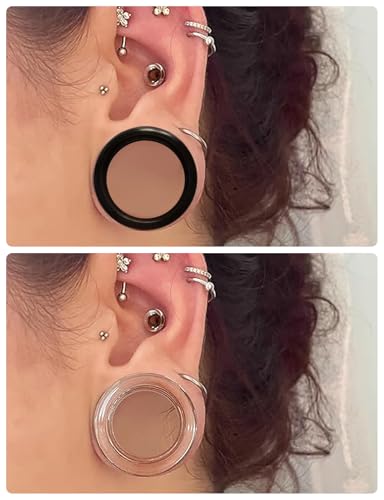 Cisyozi 6G-30mm Acrylic Gauges for Ear Double Flared Saddle Lightweight Ear Gauges Tunnels Plugs Stretcher Expander Piercing Body Jewelry for Women Men Black Clear - color: 14mm = 9/16 inch