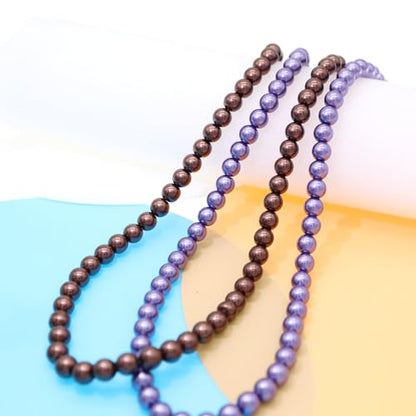 AAA+ Simulated Pearl Strand Necklace Colorful 10mm Pearls Choker Necklaces for Women 1920s Long Costume Jewelry Gift - color: long pearl necklace Purple 24 Inches