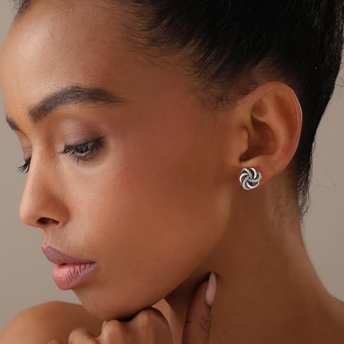 LeCalla 925 Sterling Silver Heart Stud Earrings Jewelry Lightweight Love Heart Shaped Earring for Women Valentines Day Gifts for Her - color: Big Love-Knot