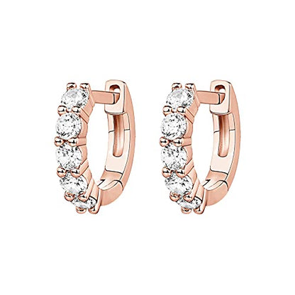 PAVOI 14K Gold Plated Huggie Earrings for Women - Gold Earrings Hoops with Heart Shaped Cubic Zirconia - Hypoallergenic Cartilage Trendy Fashion Huggie Hoop - Dainty Romantic Everyday Jewelry - color: Rose Gold