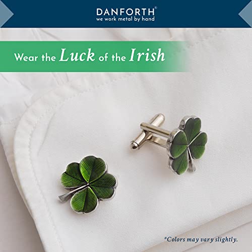 – Cufflinks For Men, Set Of 2, ¾” – Handmade High End Metal Cuff Links For Men – Fancy Jewelry For Guys – Made In USA - color: Green Four Leaf Clover