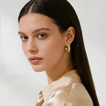 Two Tone Silver and Gold Plated Hoop Earrings for Women Mixed Metal Hypoallergenic Statement Valentines Jewelry Gifts - style: Silver & Gold