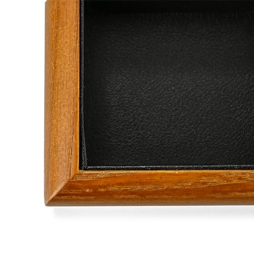 Oirlv Black Wood Jewelry Ring Display Tray | Black Solid Wood Frame, Soft Leather Interior, 9.84X17X1.18in Ring Tray, Beautiful Finish, Protects Jewelry - color: Black, size: 11 slot