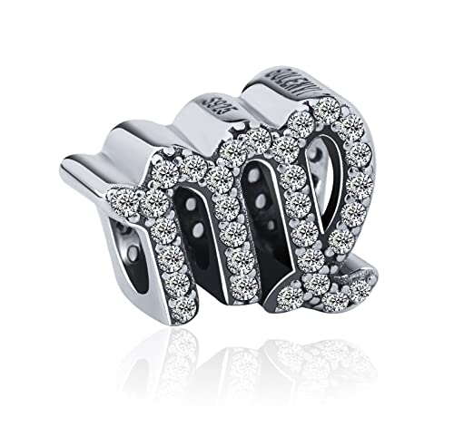 12 Zodiac Signs Birthday Constellations 925 Sterling Silver Charm Bead fits Pandora Bracelets & Necklaces & More - color: Virgo