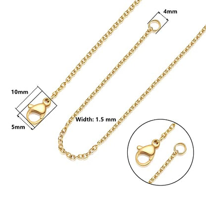 Stainless Steel Chain for Jewelry Making: LUCKYPADS Necklace Chains Bulk 1.5 mm Gold Plated Thin Chains 20 Pack Gold Cable Chains for Necklace Making (17 Inches) - color: 20 Pack Gold
