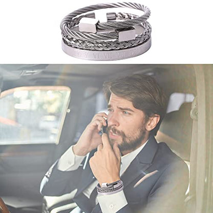 Mens Bracelet Beaded Bracelets Micro Pave Zircon Bracelets for Men Women Bracelets for Men Stainless Steel Cuff Bangle - color: D-silver