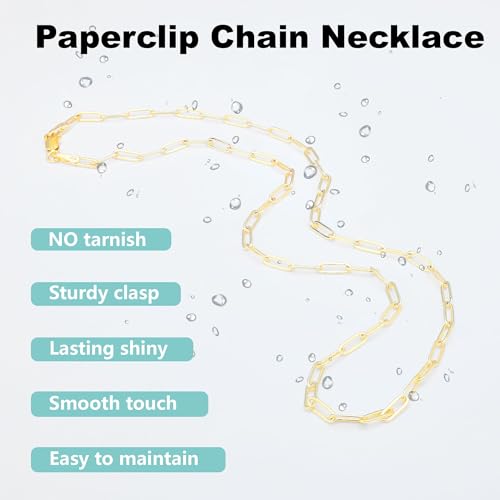 925 Sterling Silver Paperclip Chain 3mm 4mm 5mm 6mm 7mm Necklace for Women Men Diamond Cut Silver Necklace Chain 16-30 Inches - color: Gold, size: 20, style: 4mm