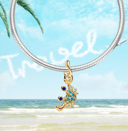 Birthday Fashion Heart Dangle Charm for Bracelets and Necklace Pendant Bead Charms Jewelry Present for Women Family Friends - style: Crab Charm