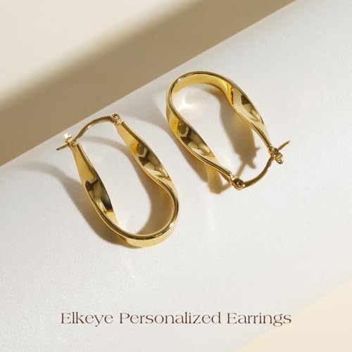 Golden Hoop Earrings For Women The Twisted Close-Fitting Hoop Shape Is Crafted With Gold-Plated Material And S925 Silver Pins Light Luxury Elegant Unique And Minimalist Style - color: GEE4020-Gold