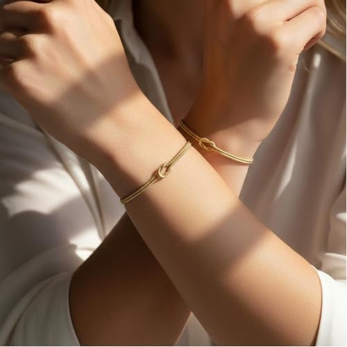 Matching Couple Bracelets – Infinity Promise Love Knot BFF Bracelets for Women & Men, Hypoallergenic Non-Tarnish Friendship Jewelry, Bestie Gifts, Forever Relationship Jewelry for Her/Him - color: Gold