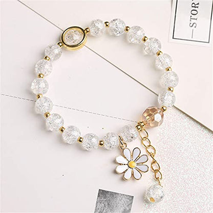 5 Pcs Colorful Flower Charm Bracelets Set Handmade Crystal Beaded Daisy Bracelets for Women Jewelry - color: B
