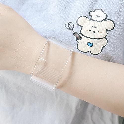 Pingyongchang Acrylic Colorful Resin Geometric Simple Open Bracelet Transparent Wide Cuff Bangle - color: (30mm) Transparent
