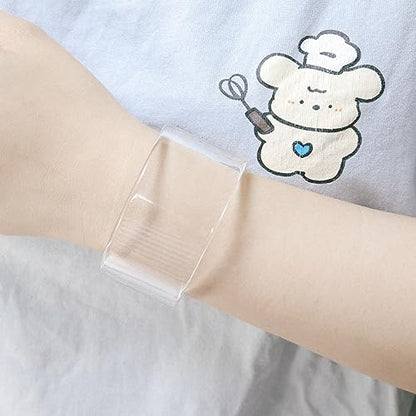 Pingyongchang Acrylic Colorful Resin Geometric Simple Open Bracelet Transparent Wide Cuff Bangle - color: (30mm) Transparent