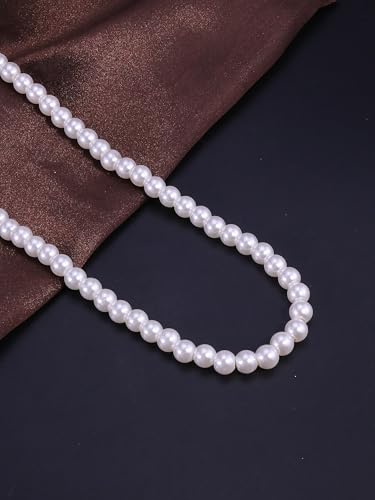 Pearl Necklaces for Women 60'' 70" Long Pearl Necklace 15.75'' Pearl Choker Necklace Chunky Bead Layered Faux Pearl Dangle Wedding Bridal 1920s Gatsby Christmas Costume Jewelry Gifts - color: White-15.75in-8MM