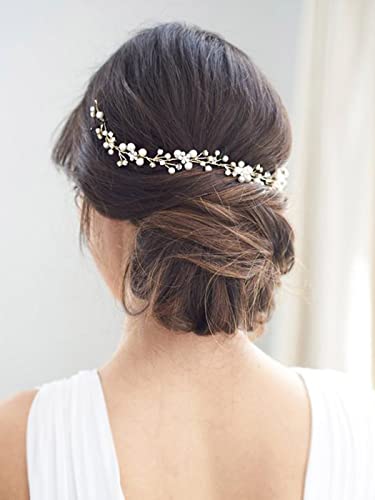 JAKAWIN Bride Wedding Hair Vine Bridal Hair Accessories Pearl Hair Piece for Women