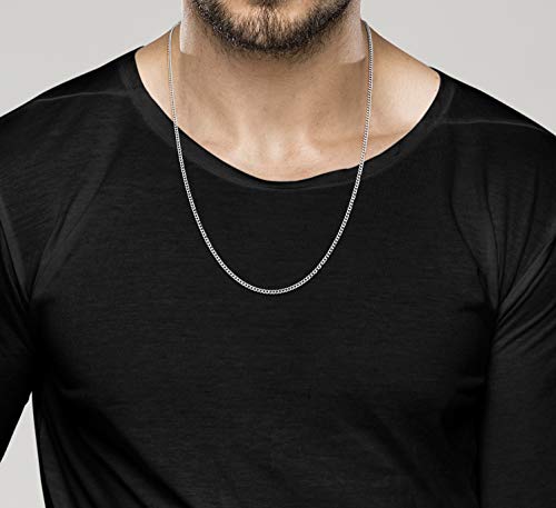 Miabella Italian 925 Sterling Silver, 18K Gold Plated 925 Sterling Silver 2.3mm Curb Cuban Link Chain Necklace Made in Italy - size: Length 24 Inches, style: sterling silver
