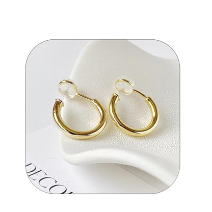 Gold Hoop Earrings for Women Clip On Earrings Dainty Gold Huggie Hoop Earrings for Women Small Trendy Jewelry Gift Non Tarnish - color: Style1-Gold