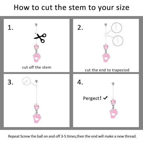 D.Bella 14G Pregnancy Belly Button Rings with Replacement Balls Flexible Bioplast Sport Maternity Belly Ring Retainer for Women Navel Piercing Retainer 1 1/2Inch (38mm) - color: Style J