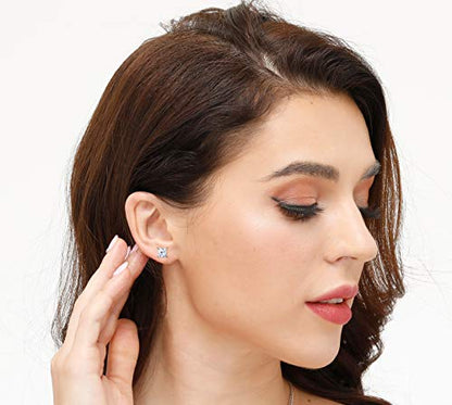 925 Sterling Silver Stud Earrings, 4 Pairs Square Cubic Zirconia Stud Earrings Set for Women Men 3 4 5 6mm - color: F-Gold 3/4/5/6/7mm
