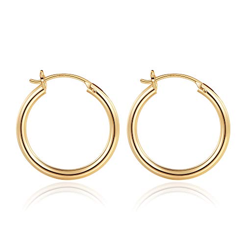 M MOOHAM Hoop Earrings for Women, Hypoallergenic 14K Gold Plated Earrings | Gold Plated Hoop Earrings Set for Sensitive Ears, Earring Stack for Women Trendy, Jewelry Gifts Lightweight 13-60mm - color: 2pcs-20mm-Gold-plated