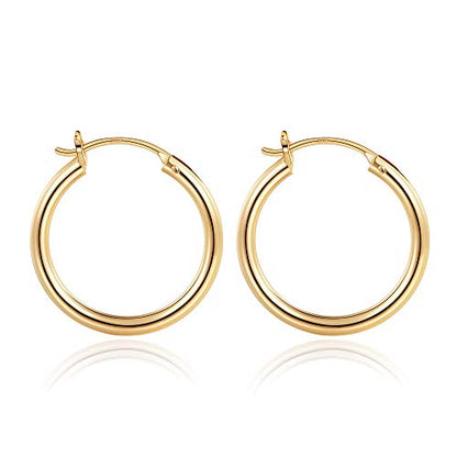 M MOOHAM Hoop Earrings for Women, Hypoallergenic 14K Gold Plated Earrings | Gold Plated Hoop Earrings Set for Sensitive Ears, Earring Stack for Women Trendy, Jewelry Gifts Lightweight 13-60mm - color: 2pcs-20mm-Gold-plated