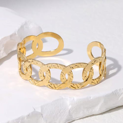 Multi-Layer Cuff Bracelet for Women Cross Wire Bracelets Open Wide Cuff Gold Bangle Bracelet - color: Gold 66