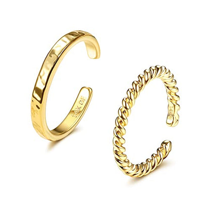 IRONBOX 14K Gold Filled Toe Rings for Women Simple Open Band Toe Ring Adjustable Toe Rings - color: Gold E