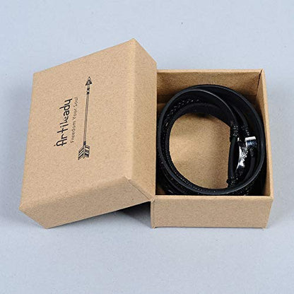 Artilady Leather Wrap Bracelet for Women, Pearl Beaded Bangle Stack Jewelry | Easy on-off, Elegant Handmade Multi-Layered, Daily Casual Date Beach Vacation, Gift for Ladies, Mother, Sister & Friend - style: Black with druzy