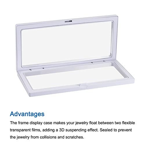 MECCANIXITY Floating Frame Display Holder Stand 3D Jewelry Display Box 11.81 x 4.33 x 0.79 inch White for Ring Necklace Bracelet Earring Pack of 2 - color: White, size: 11.81 x 4.33 x 0.79 inch
