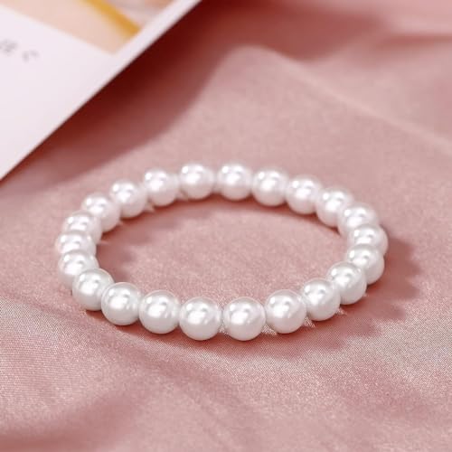 CSIYANJRY99 Pearl Necklace and Earring Set Faux Pearl Jewelry Sets for Women Imitation Beaded Pearl Necklace Bracelet Stud Earrings for Women - color: B
