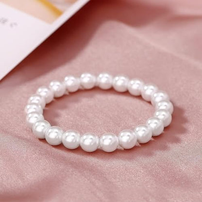 CSIYANJRY99 Pearl Necklace and Earring Set Faux Pearl Jewelry Sets for Women Imitation Beaded Pearl Necklace Bracelet Stud Earrings for Women - color: B