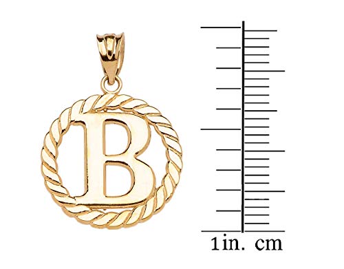 Polished 10k Yellow Gold Personalized Initial "A-Z" Roped Circle Charm Pendant - style: B
