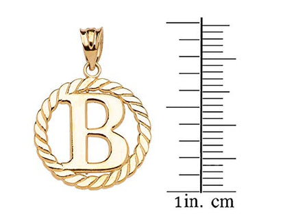 Polished 10k Yellow Gold Personalized Initial "A-Z" Roped Circle Charm Pendant - style: B