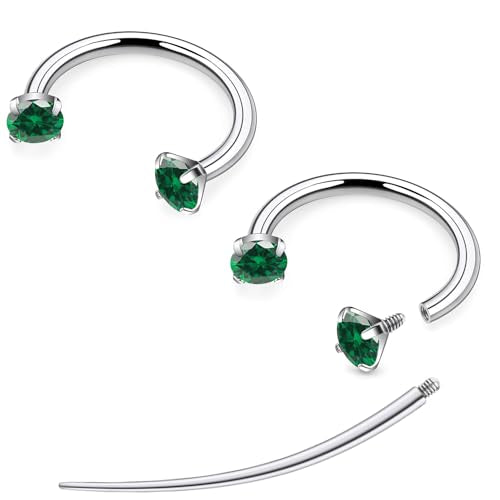 F136 Titanium 20/18/16/14g Horseshoe Nose Septum Lip Ear Rings Piercings 8/10/12mm Cartilage Helix Daith Earrings Jewelry for Women Men - color: Green, size: 16g*5/16in(8mm)