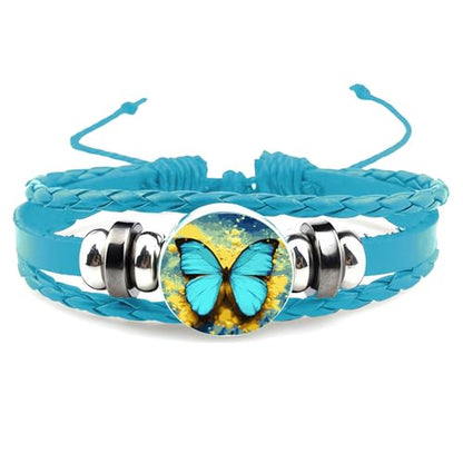 Boho Sunflower Gifts Sunflower Leather Bohemian Bracelet Birthday Gifts for Women Teens Granddaughter Wife Daughter Mom Friendship Bracelets for Her - color: C-Butterfly