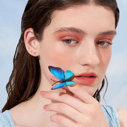 20G/18G/16G Titanium Flat Back Earrings, Threadless Nose Stud Tiny Stud Earrings, Cartilage Tragus Piercing Jewelry Conch Helix Stud - color: Butterfly(gold 3pcs), size: 16ga(1.2mm)