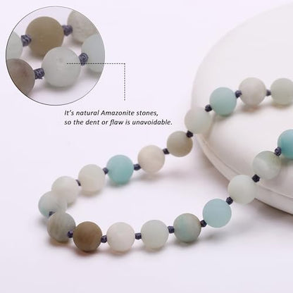 Aobei Pearl 8mm Round Natural Amazonite/Irregular Turquoise Long Beaded Necklace Wrap Bracelet Handmade Gemstone Jewelry for Women Men - style: Amazonite-59''