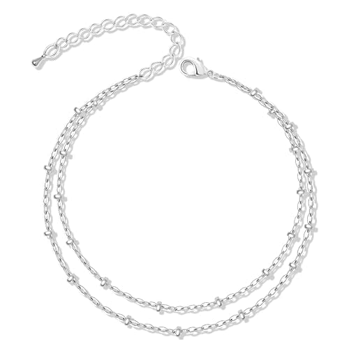 Gold/Sterling Silver Anklet Bracelets for Women Waterproof, Non Tarnish 925 Sterling Sliver Plated Heart Evileye Butterfly Charm, Dainty Summer Beach Anklets for Women, Beach Vacation Bikini Outfits for Her Mom - style: Contemporary