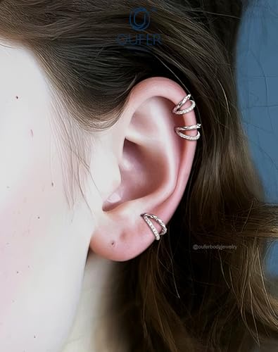 OUFER Christmas Double Hoop Nose Ring, 18G/20 6/7/8mm Red Green Christmas Nose Piercing Nose Rings Hoops Surgical Steel, Festive Hoop Nose Rings for Women Perfect for Xmas Nostril Piercing Jewelry - color: Silver