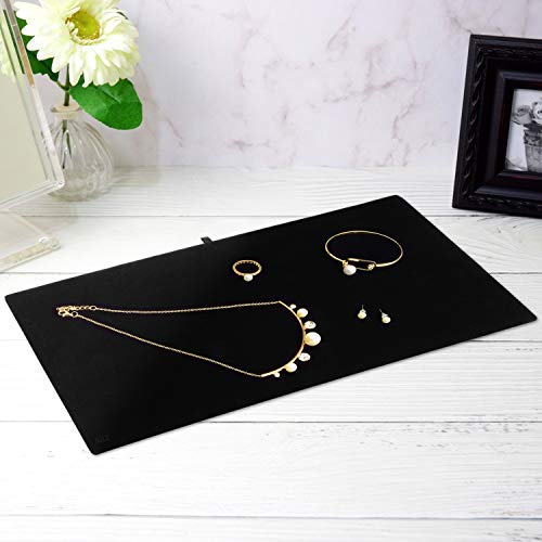 MOOCA 6-Piece Black Velvet Jewelry Display Tray Insert Pad. | 6 Pcs Set Jewelry Display Tray Pad Jewelry Display Tray Insert Accessory for Jewelries, 14 W x 7 1/2 D in, Black Velvet