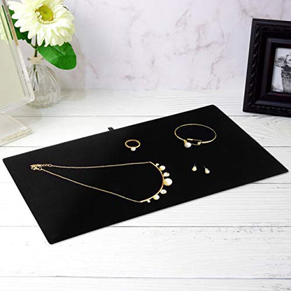 MOOCA 6-Piece Black Velvet Jewelry Display Tray Insert Pad. | 6 Pcs Set Jewelry Display Tray Pad Jewelry Display Tray Insert Accessory for Jewelries, 14 W x 7 1/2 D in, Black Velvet