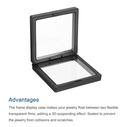 MECCANIXITY Floating Frame Display Holder Stand 3D Jewelry Display Boxs 3.54 x 3.54 x 0.79 Inch Black for Ring Necklace Bracelet Earring Pack of 2 - color: Black, size: 3.54 x 3.54 x 0.79 inch
