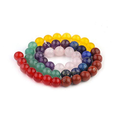 7 Chakra Gemstone Beads 8mm Polished Round Smooth Natural Chakra Stone 49pcs Healing Crystals and Stones for Jewelry Making Crafting 15Inch(7 Chakra Stone,8mm) - color: 7 Chakra, size: 8mm