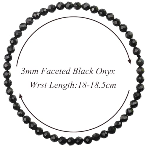 MASSIVE BEADS Natural Genuine Gemstone Beads Healing Crystal Chakra Reiki Jewelry Faceted Round Beads Bracelets 3mm - color: Black Onyx